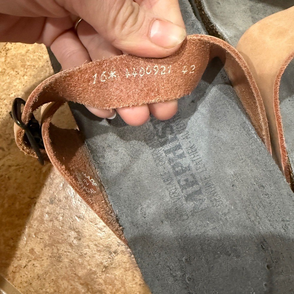 Mephisto Helen Leather Sandals Peach Size 42 US 12 Cork Slide Comfort Vacation - Picture 4 of 12